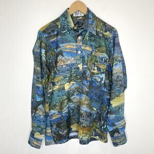 Vintage The Wind Skin Encinitas Mens Medium Cowboy Western Popover Shirt